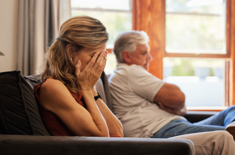 frustrated older couple in a fight